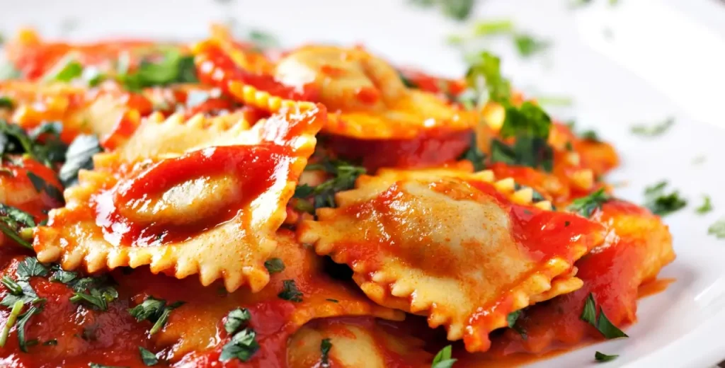 a nice plate of ravioli