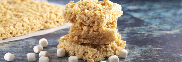 bits of rice cereal and marshmallow making a nice treat