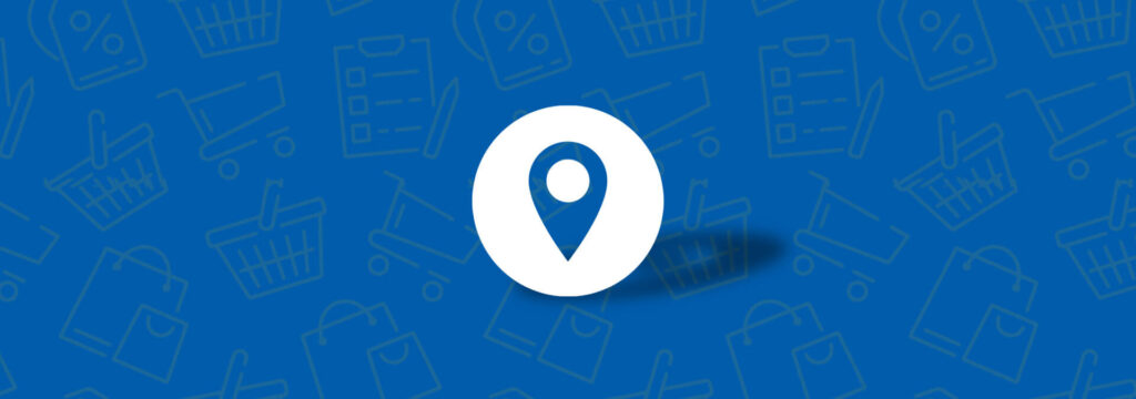 a map marker sitting on top of a blue background